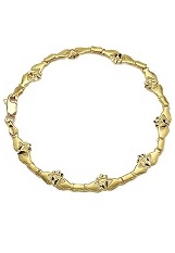 pretty tiny yellow gold heart and crown link charm bracelet